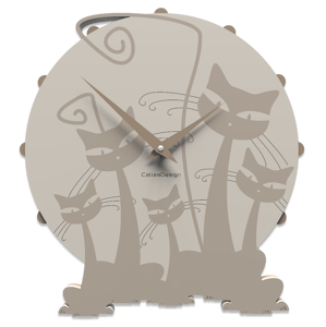 Show details for Callea design modern wall clock with 3 cats dove grey Picture of Callea design modern wall clock with 3 cats dove grey