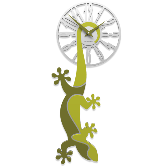 Picture of Callea design hanging gecko modern wall clock cedar green