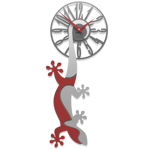 Callea design hanging gecko modern wall clock ruby