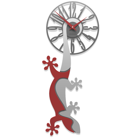 Picture of Callea design hanging gecko modern wall clock ruby