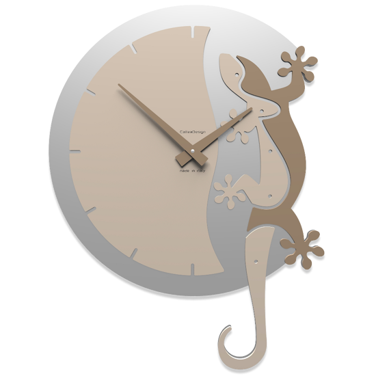 Callea design hanging gecko modern wall clock sand