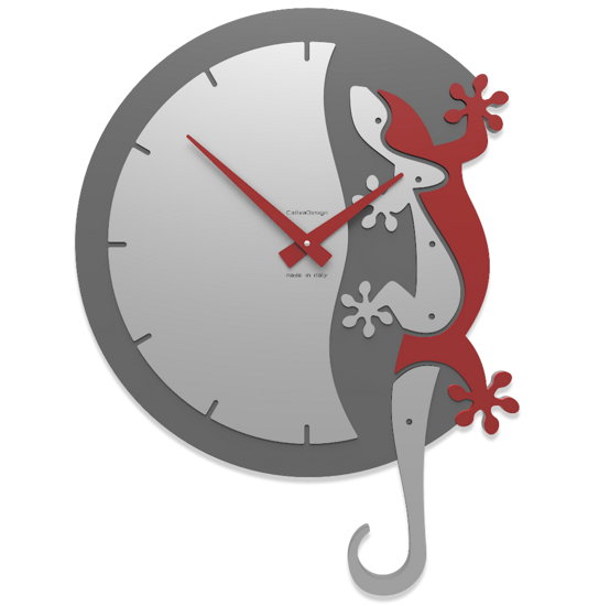 Picture of Callea design hanging gecko modern wall clock ruby