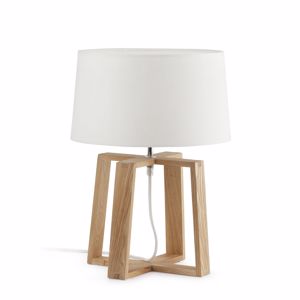 Faro table lamp bliss in wood and white shade