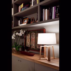 Faro table lamp bliss in wood and white shade