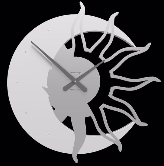 Picture of Callea design modern wall clock sun & moon white