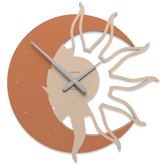 Picture of Callea design modern wall clock sun & moon terracotta