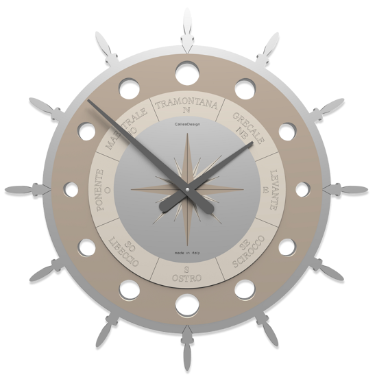 Callea design modern wall clock compass rose caffelatte