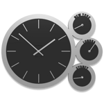 Wall clock time zones black and grey