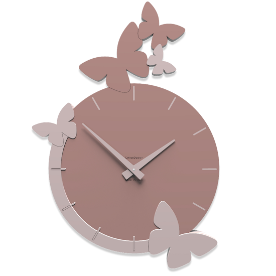 Callea design modern wall clock butterflies flight cloud pink