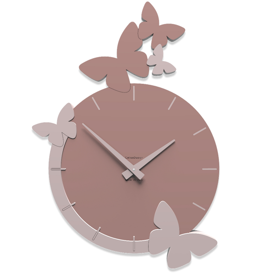 Picture of Callea design modern wall clock butterflies flight cloud pink