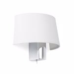 Faro hotel chrome wall lamp with white shade