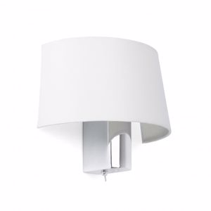 Picture of Faro hotel chrome wall lamp with white shade