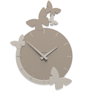 Callea design modern wall clock butterflies flight dove grey