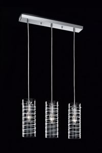 Picture of Illuminati martel suspension binary 3 lights transparent glass with silver lines