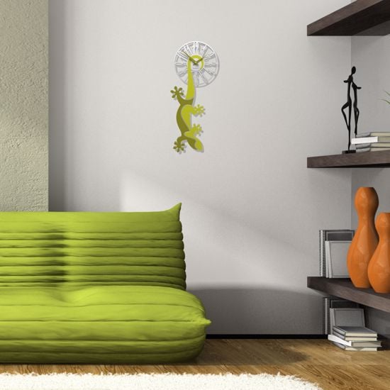 Picture of Callea design hanging gecko modern wall clock cedar green