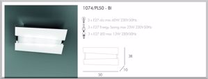 Picture of Top light mad ceiling lamp in white glass silkscreened 50cm 3 lights