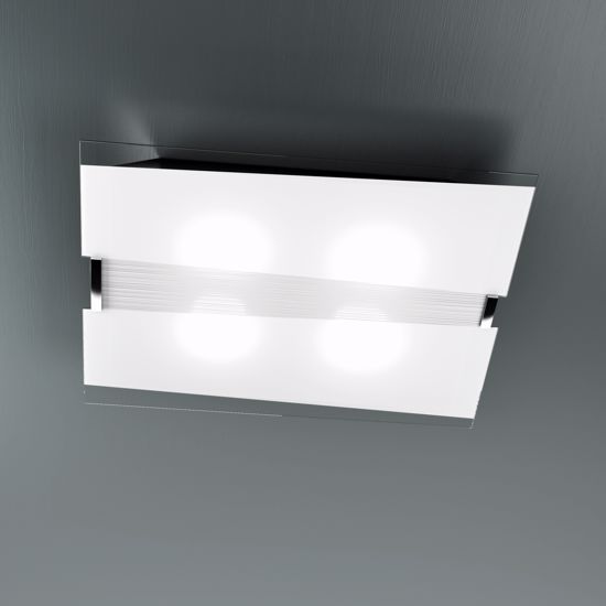 Picture of Top light mad ceiling lamp in white glass silkscreened 70cm 4 lights