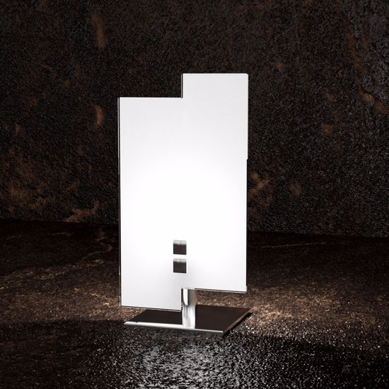 Top light tetris color table lamp in white and chrome glass 
