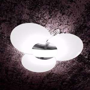 Top light clover ceiling lamp cm100 white glass and chrome metal