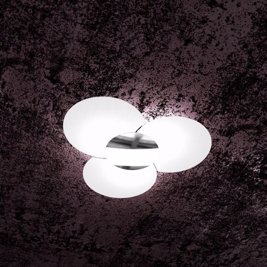 Picture of Top light clover ceiling lamp cm70 white glass and chrome metal