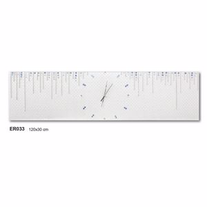 Picture of Modern clock white eco-leather with light blue crystals 120x30 
