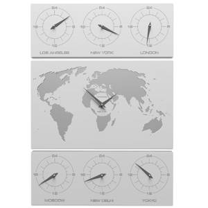 Picture of Callea design v-cosmo wall clock for office white planisphere time zones