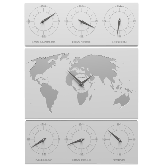 Picture of Callea design v-cosmo wall clock for office white planisphere time zones