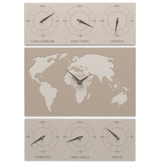 Picture of Callea design v-cosmo wall clock for office caffelatte  planisphere time zones
