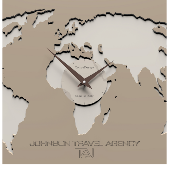 Picture of Callea design v-cosmo wall clock for office caffelatte  planisphere time zones