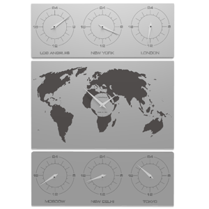 Callea design v-cosmo wall clock for office planisphere time zones