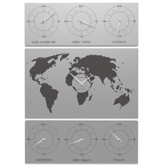 Callea design v-cosmo wall clock for office planisphere time zones