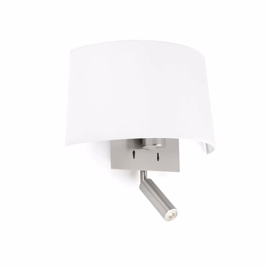 Picture of Faro volta wall lamp in white fabric double light