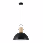 Faro margot suspended dome black metal and pale wood