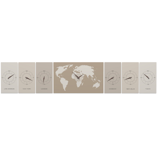 Picture of Callea design cosmo wall clock office caffelatte planisphere time zones