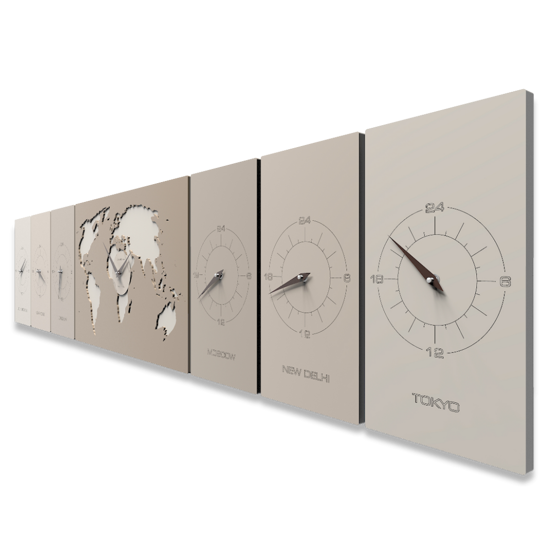 Picture of Callea design cosmo wall clock office caffelatte planisphere time zones