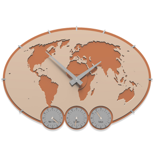 Callea design greenwich wall clock planisphere with time zones pink sand colour