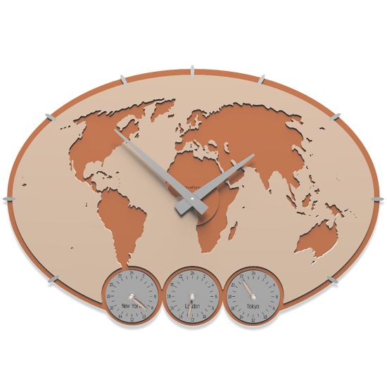 Picture of Callea design greenwich wall clock planisphere with time zones pink sand colour