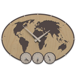 Callea design greenwich wall clock planisphere with time zones light walnut