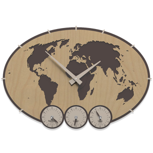 Callea design greenwich wall clock planisphere with time zones light walnut