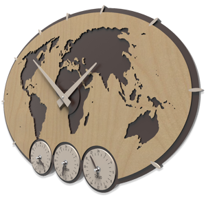Picture of Callea design greenwich wall clock planisphere with time zones light walnut