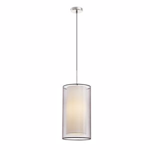 Picture of Pendant light double cylinder in white fabric and metal
