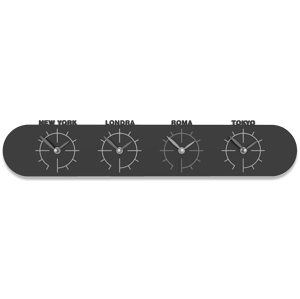 Picture of Callea design singapore wall clock in wood with time zones black