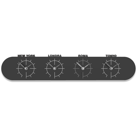 Callea design singapore wall clock in wood with time zones black