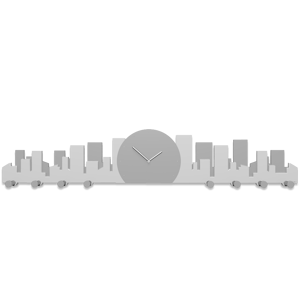 Picture of Callea design skyline wall clock with hooks skyscrapers white and grey