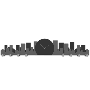 Picture of Callea design skyline wall clock with hooks skyscrapers quartz grey