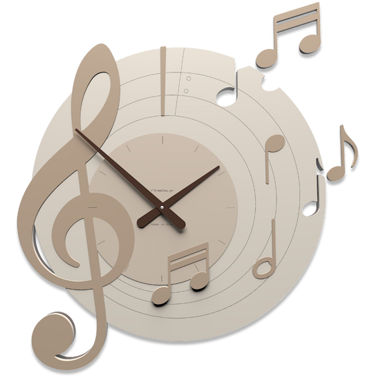 Callea design bellini round wall clock musical notes caffelatte