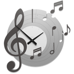Callea design bellini round wall clock musical notes grey