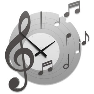 Callea design bellini round wall clock musical notes grey