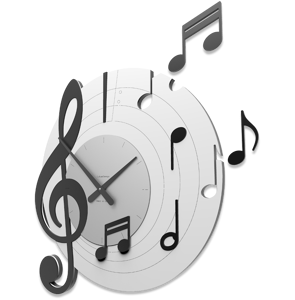 Callea design bellini round wall clock musical notes black and grey