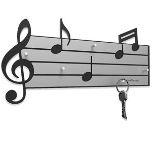 Picture of Callea design tartini key holder stave and musical notes black and grey